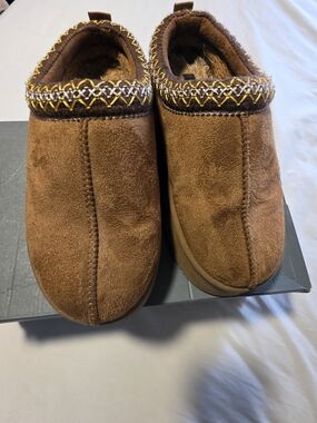 Wild Diva Brown Suede Faux-Fur Lined Clog Mules